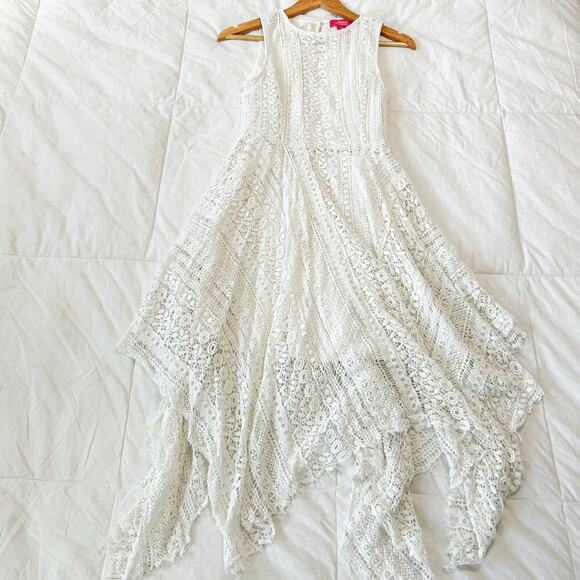 Catherine Malandrino White Lace Handkerchief Hem Garden Party Dress Size 4 - Picture 4 of 10